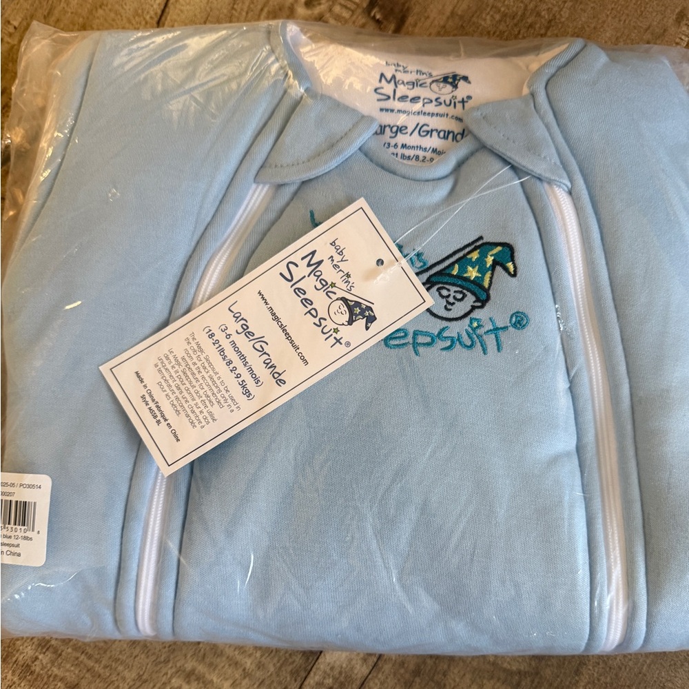 Baby Merlin's Magic Sleepsuit Large Blue Microfleece 3-6 Months Unisex Suit NEW